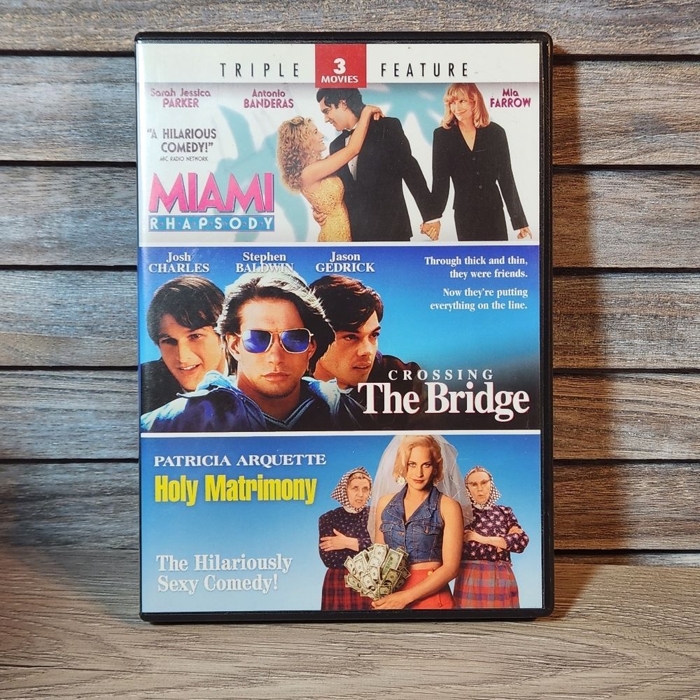 🖤 Triple Feature Miami Rhapsody Crossing the Bridge Holy Matrimony dvd Movie
